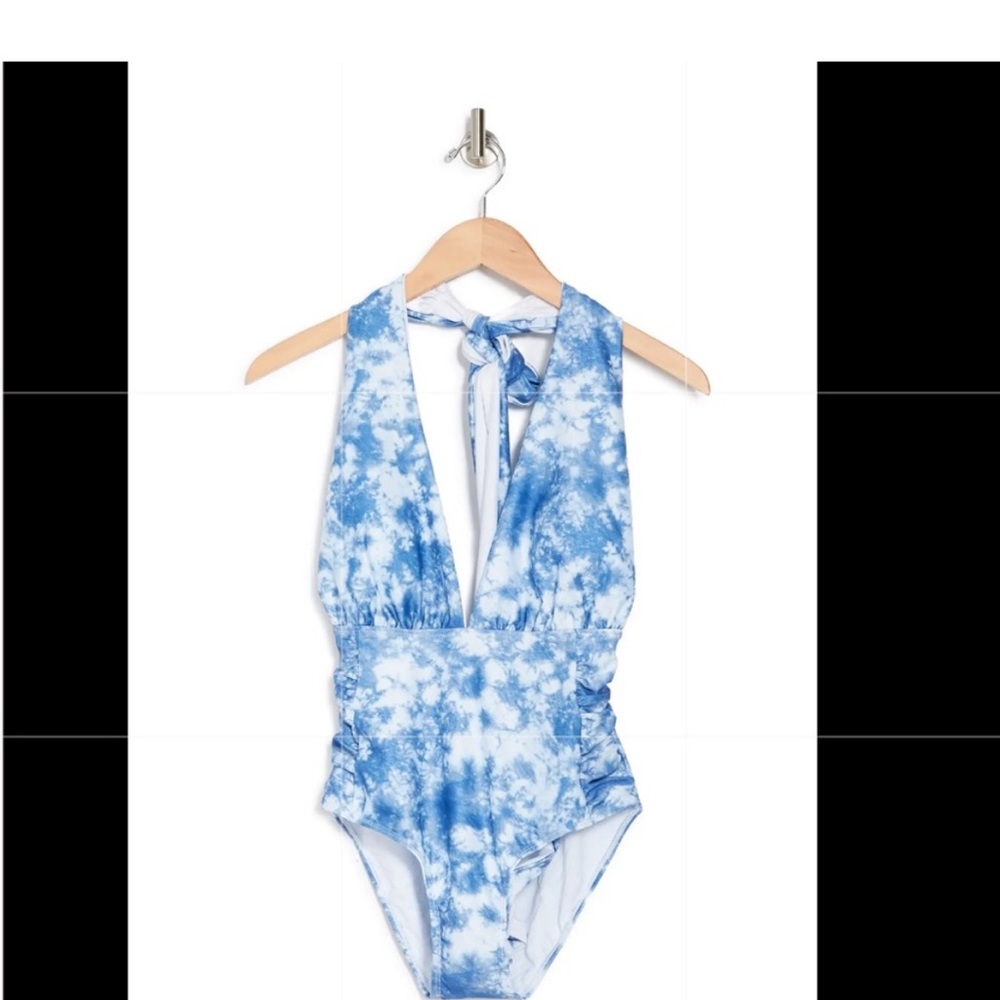 Nicole Miller L blue tie dye convertible bathing suit.